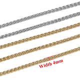 1m Stainless Steel Braided Wheat Chains for Women Punk Necklace