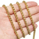 1m Stainless Steel Braided Wheat Chains for Women Punk Necklace