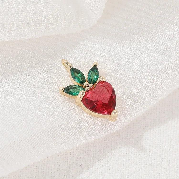 4PCS 14K Plated Brass Cherry Fruit Shape Charms Pendants High DIY Jewelry