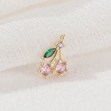 4PCS 14K Plated Brass Cherry Fruit Shape Charms Pendants High DIY Jewelry