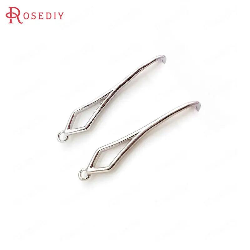 12PCS 18MM 24K Plated Brass Rhombus Earring Hooks Jewelry Findings