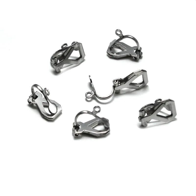 20pcs Stainless Steel Ear Clips Earrings Clasps Silver Clip on Earrings DIY