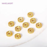 18K Plated 7mm Round Spacer Beads Brass Metal Dot Spacer Beads