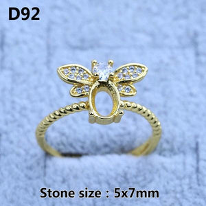 Plated 14k Flower Women's Ring Base Bracket Tray DIY Setting Jewelry