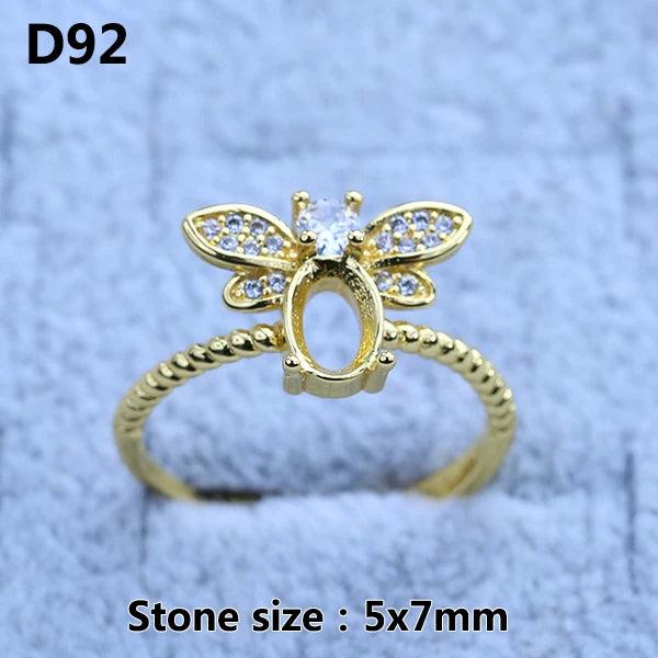 Plated 14k Flower Women's Ring Base Bracket Tray DIY Setting Jewelry