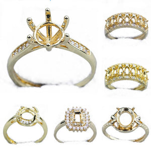 Plated 14k Flower Women's Ring Base Bracket Tray DIY Setting Jewelry