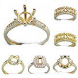 Plated 14k Flower Women's Ring Base Bracket Tray DIY Setting Jewelry
