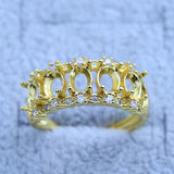 Plated 14k Flower Women's Ring Base Bracket Tray DIY Setting Jewelry