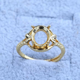 Plated 14k Flower Women's Ring Base Bracket Tray DIY Setting Jewelry
