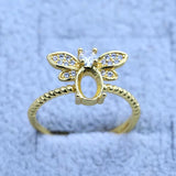 Plated 14k Flower Women's Ring Base Bracket Tray DIY Setting Jewelry