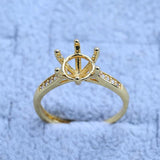 Plated 14k Flower Women's Ring Base Bracket Tray DIY Setting Jewelry
