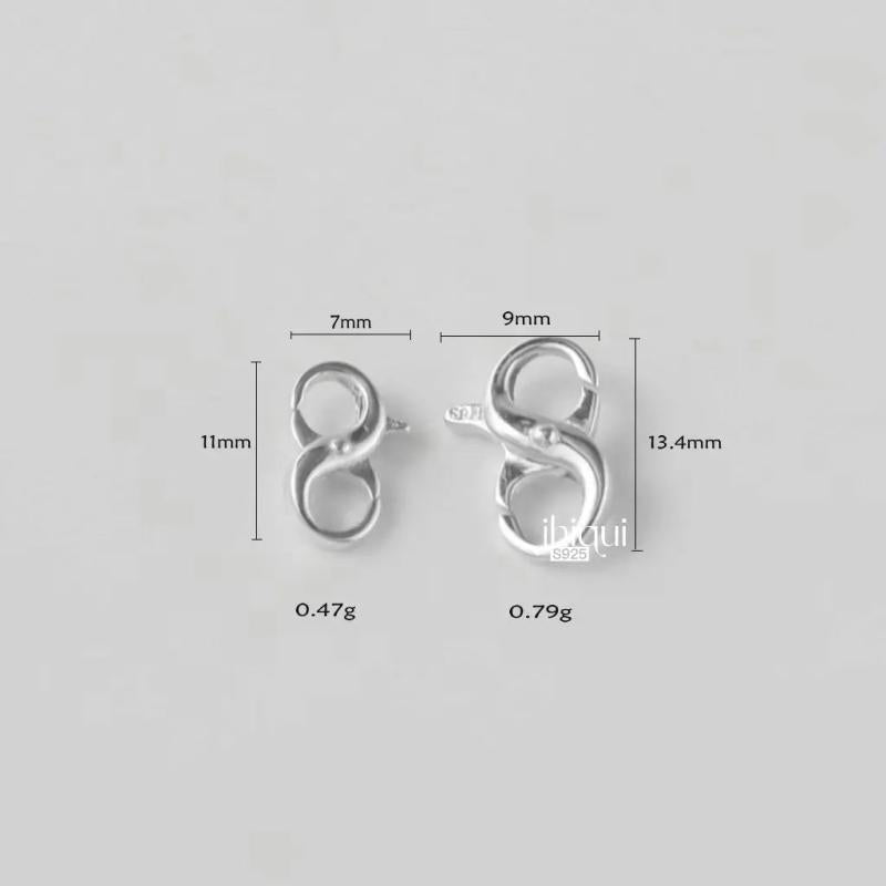 925 Sterling Silver Eight Shape Clasps Hooks for DIY Bracelet Necklace Making