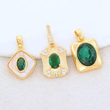 Green Zircon Necklace Charms Pendants 14K Plated Jewelry Making Supplies