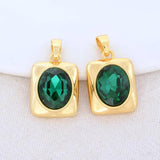 Green Zircon Necklace Charms Pendants 14K Plated Jewelry Making Supplies