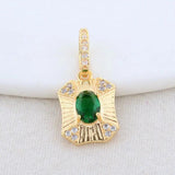 Green Zircon Necklace Charms Pendants 14K Plated Jewelry Making Supplies