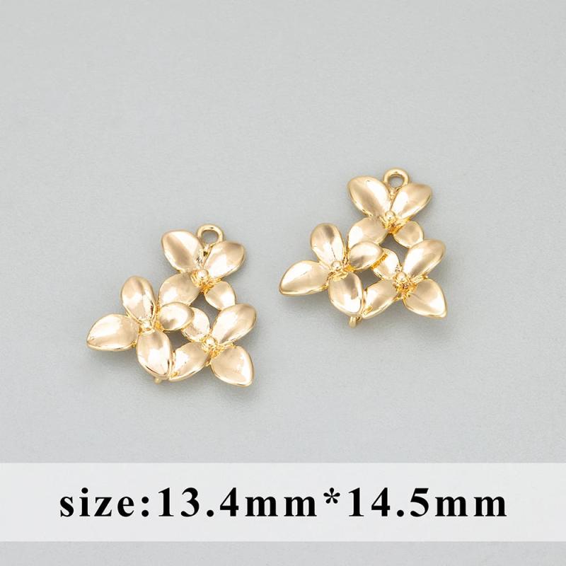 18k Rhodium Plated Copper Flower Charms for DIY Pendants