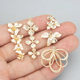 18k Rhodium Plated Copper Flower Charms for DIY Pendants