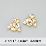 18k Rhodium Plated Copper Flower Charms for DIY Pendants