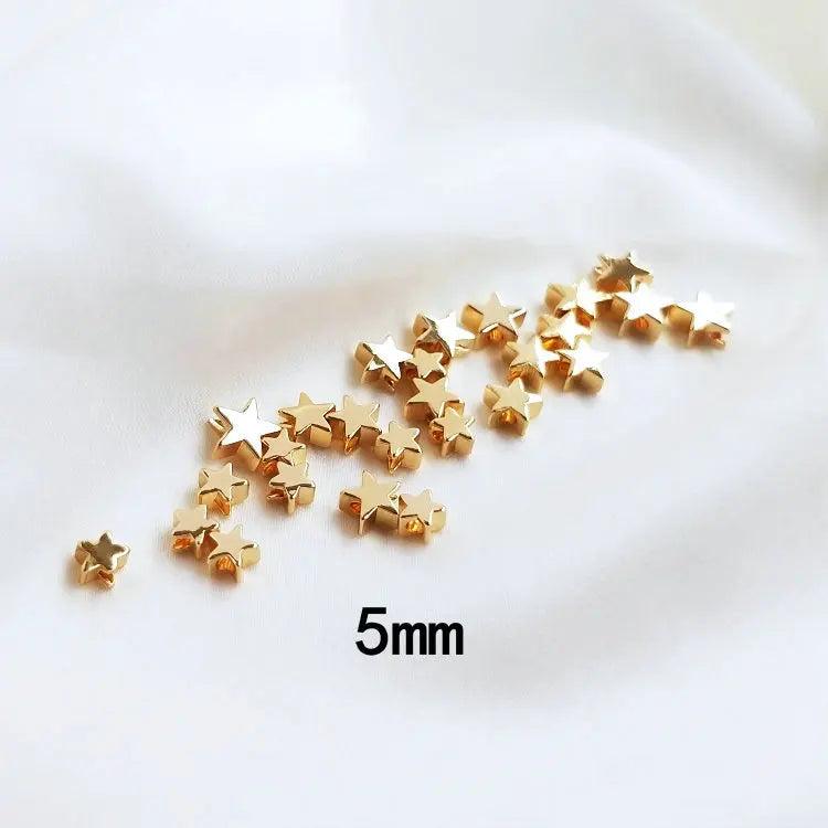 5MM 6MM 14K Plated Brass Star Beads DIY Bracelet Jewelry Making Supplies