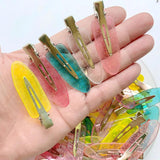 Colorful Glitter Hairpins Transparent Hair Clip DIY Jewelry Girls Accessories