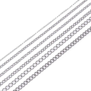 5M Stainless Steel Necklace Chains Bulk Jewelry Chain 1.2-4.0mm DIY Findings
