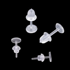 100-400pcs 5mm Plastic Earring Stud Retainer for DIY Jewelry Making