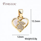 18K Plated Zircon Little Bear Pendant, Shell Heart Charms