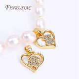 18K Plated Zircon Little Bear Pendant, Shell Heart Charms