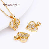 18K Plated Zircon Little Bear Pendant, Shell Heart Charms