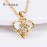 18K Plated Zircon Little Bear Pendant, Shell Heart Charms