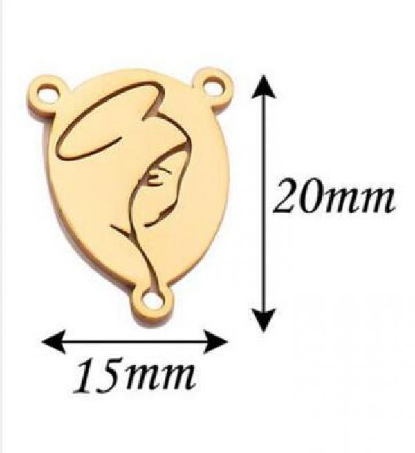 5Pcs Stainless Steel Virgin Mary Charms Three Hole Connectors