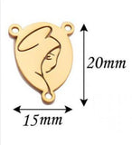 5Pcs Stainless Steel Virgin Mary Charms Three Hole Connectors