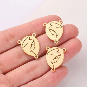 5Pcs Stainless Steel Virgin Mary Charms Three Hole Connectors