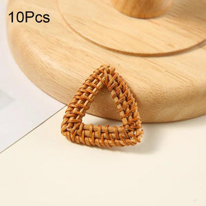 Natural Corn Straw Woven Rattan Earring Charms - Set of 10