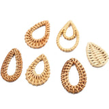 Natural Corn Straw Woven Rattan Earring Charms - Set of 10