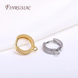 Zircon Earring Fastener Clasps Round Hoop Earring Hooks 18K Plated