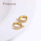 Zircon Earring Fastener Clasps Round Hoop Earring Hooks 18K Plated