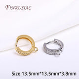 Zircon Earring Fastener Clasps Round Hoop Earring Hooks 18K Plated