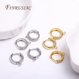 Zircon Earring Fastener Clasps Round Hoop Earring Hooks 18K Plated