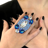 Stonefans Crystal Women Big Rings Morocco Banquet Wedding Ring