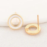 14MM 14K Plated Brass with Shell Stud Earrings Pins