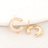 14MM 14K Plated Brass with Shell Stud Earrings Pins