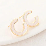 14MM 14K Plated Brass with Shell Stud Earrings Pins