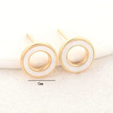 14MM 14K Plated Brass with Shell Stud Earrings Pins