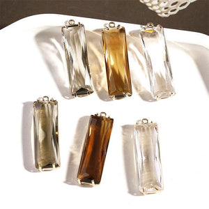 2pcs 10x30mm Copper Bonded Glass Pendant DIY Earrings Jewelry Accessories