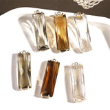 2pcs 10x30mm Copper Bonded Glass Pendant DIY Earrings Jewelry Accessories