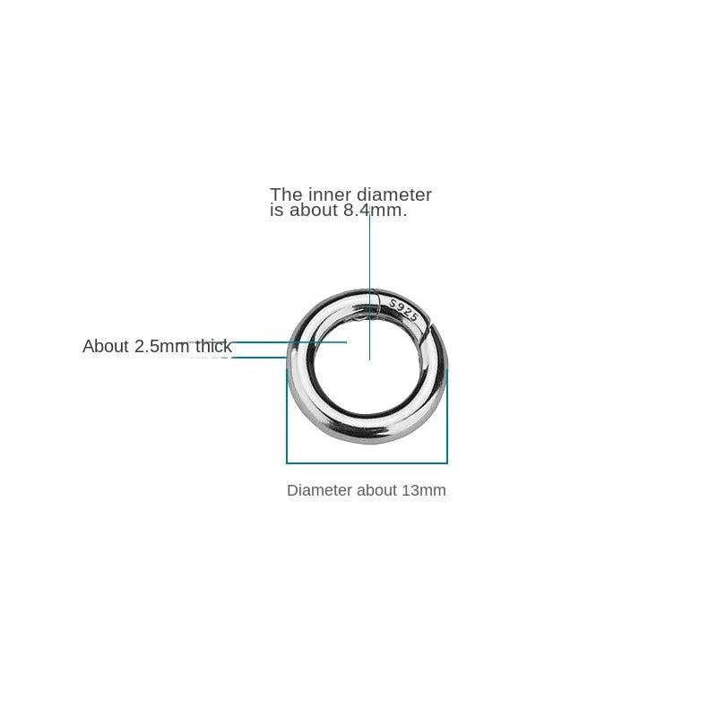 S925 Sterling Silver Button Accessories Mechanical Round Buckle