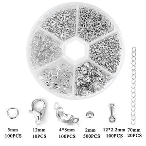 Alloy Jewelry Findings Set Lobster Clasp Jump Rings Extended Chain DIY Kit