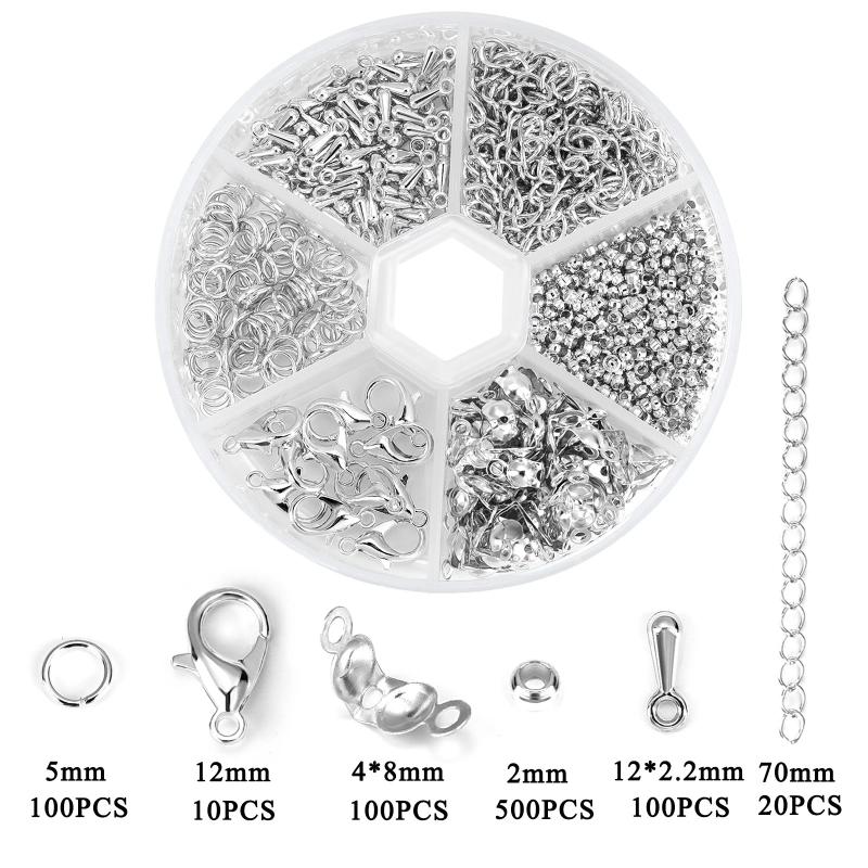 Alloy Jewelry Findings Set Lobster Clasp Jump Rings Extended Chain DIY Kit