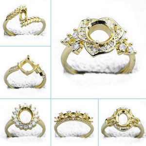 14k Plated Women's Ring Blank Base Bracket Tray DIY Setting Jewelry Findings